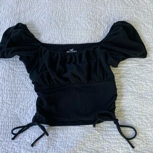 Hollister Black Puff Sleeve Crop Top, Medium